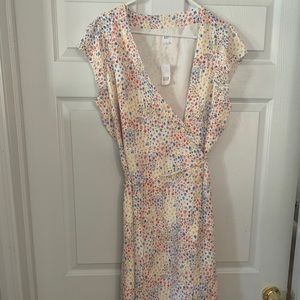 Gap multicolor floral calf length wrap dress